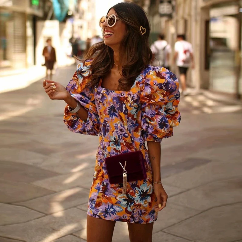 Lessverge повседневное короткое винтажное платье с цветочным принтом женские милые