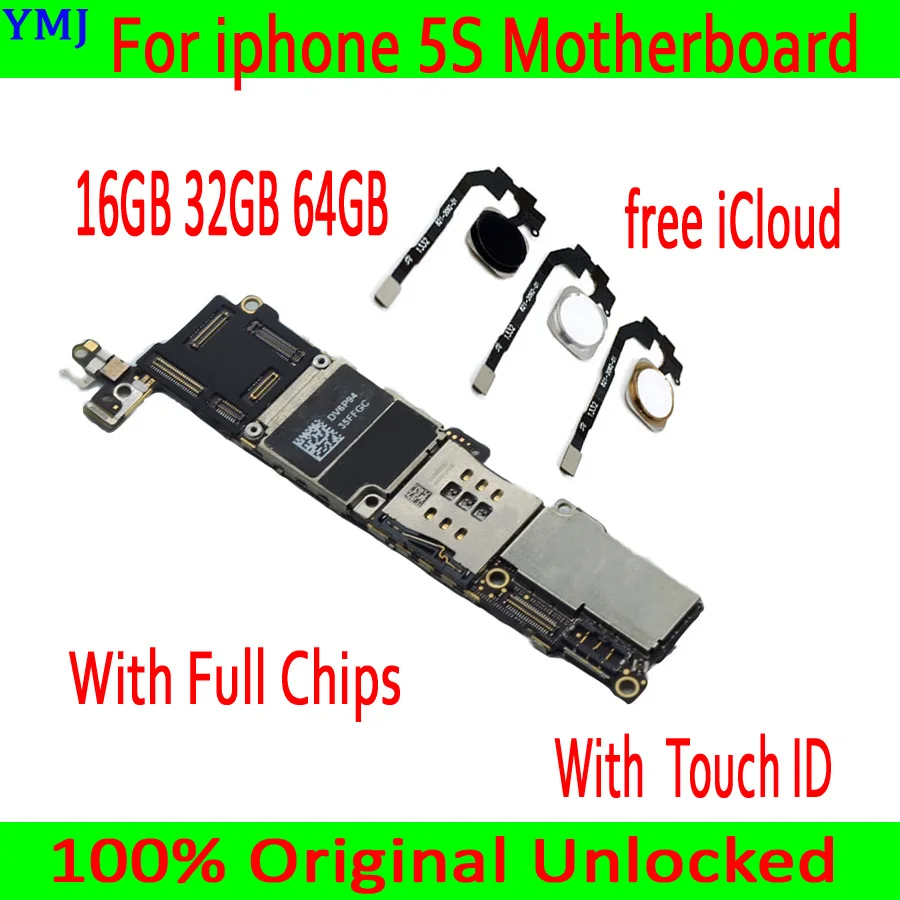 16GB 32G 64G Бесплатный iCloud для iphone 5S материнская плата, оригинальная разблокированная материнская плата для iphone 5S с сенсорным ID/без Touch ID