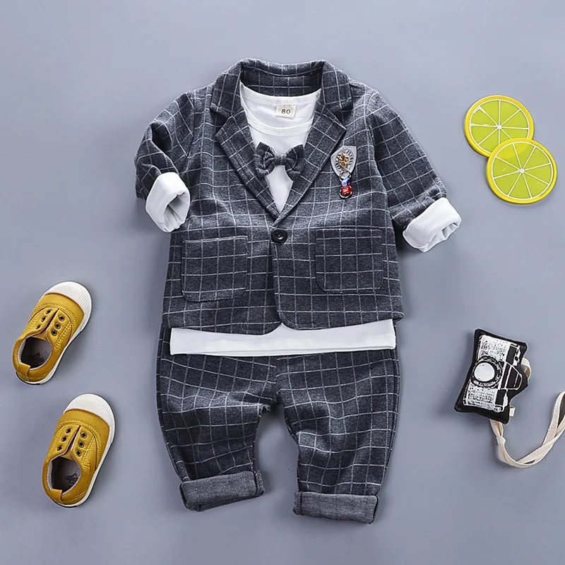 Демисезонная одежда для маленьких мальчиков Детские комплекты одежды хлопковая