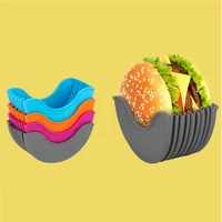 retractable hamburger shell reusable burger buddy adjustable fixed box sandwich donut silicone holder diswasher safe 4 pack