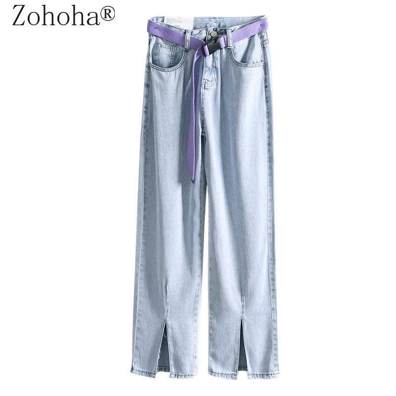 

Джинсы женские Zohoha, с высокой талией, свободные, широкие, универсальные, 2021