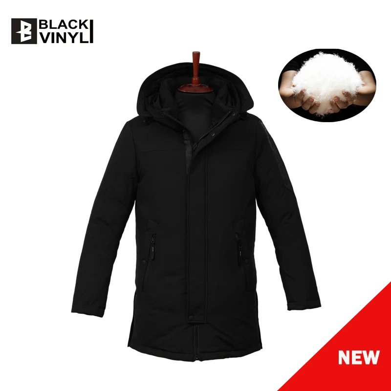 Мужская белая куртка пуховик на утином пуху зимняя подкладка съемный с капюшоном