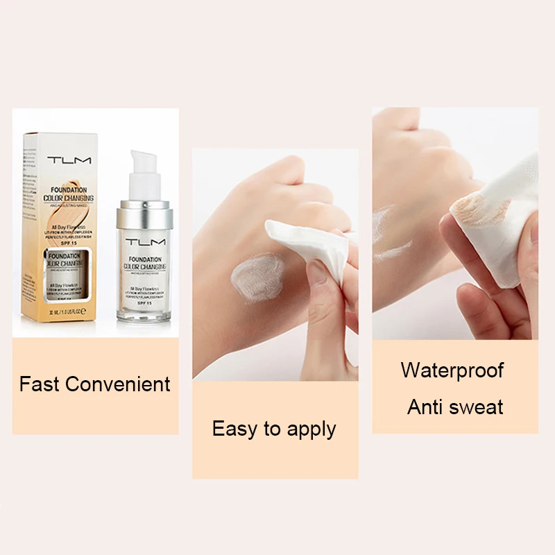 30ml TLM Foundation Makeup Color Changing Liquid Matte High Coverage Concealer Cream Base maquiagem DropShip | Красота и здоровье