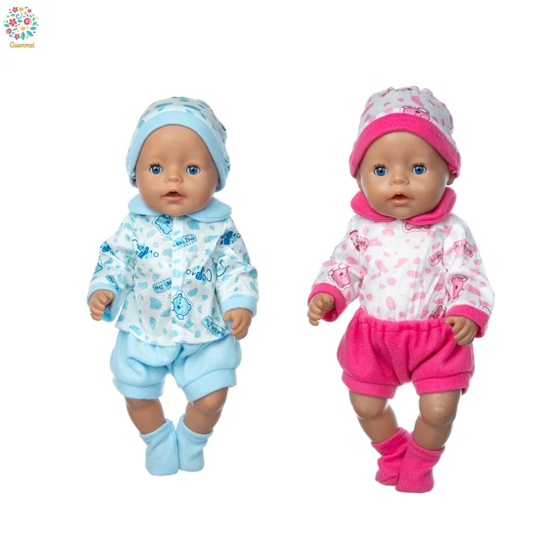 

2021 Baby New Born Fit 18 inch Doll Clothes Accessories Spring Baby Jumpsuit Bear Design For Baby Birthday Gift