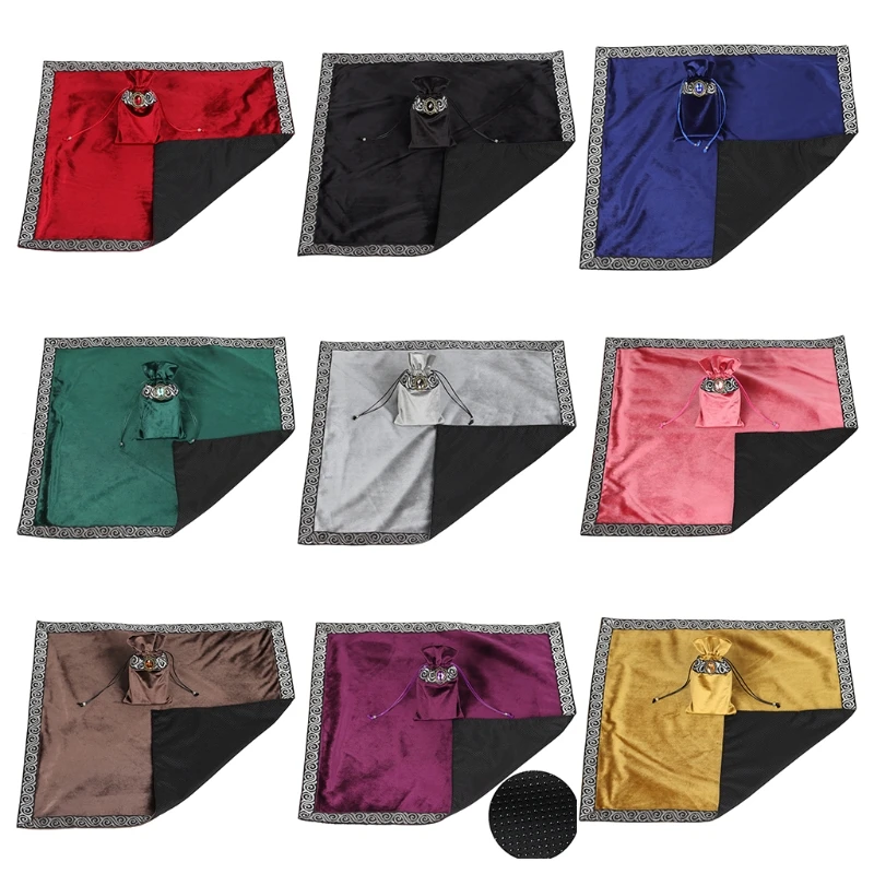 

H8WC Square Pendulum Divination Tablecloth Board Game Card Pad Runes Table Altar Velvet Cloth Metaphysical Board Game Mat