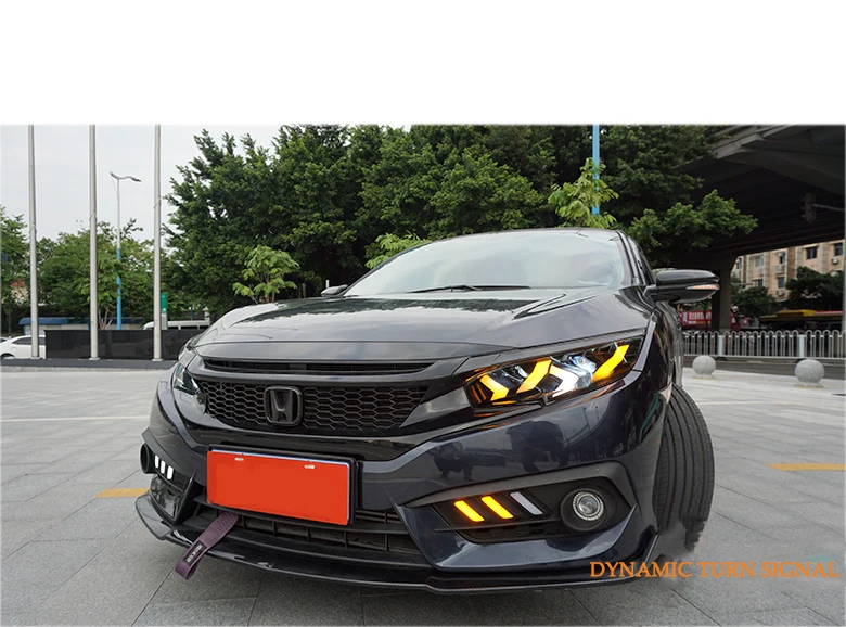 DY_L автомобили Стайлинг корпус передней фары для Honda CIVIC X G10 MK10 Bugatti стиль фары все светодиодные ходовые огни Светодиодный задний противотуманный фонарь