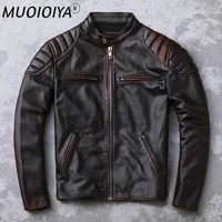 high quality real cow leather jacket men vintage slim motorcycle jackets streetwear mens clothing chaqueta cuero hombre 0