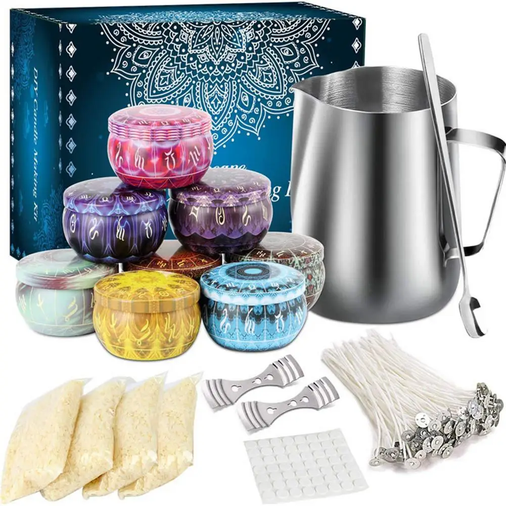 

Scented Candle DIY Kit Soy Wax Wicks Mixing Spoon Complete Set