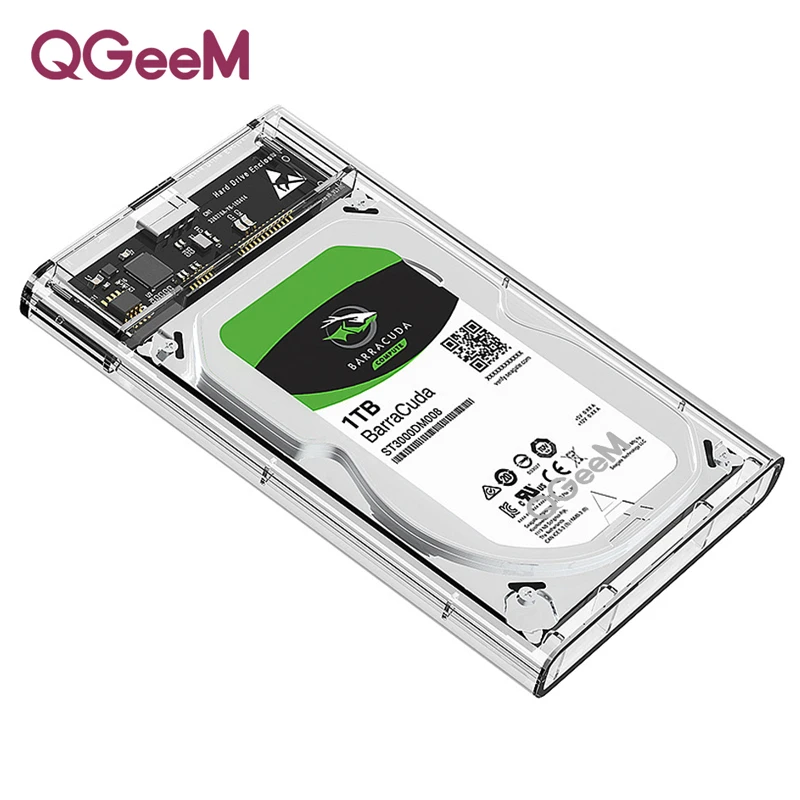 QGeeM HDD корпус 2,5 дюймов SATA на USB 3,0 SSD адаптер Коробка для жесткого диска для samsung Seagate SSD 1 ТБ 2 ТБ внешний HDD Чехол