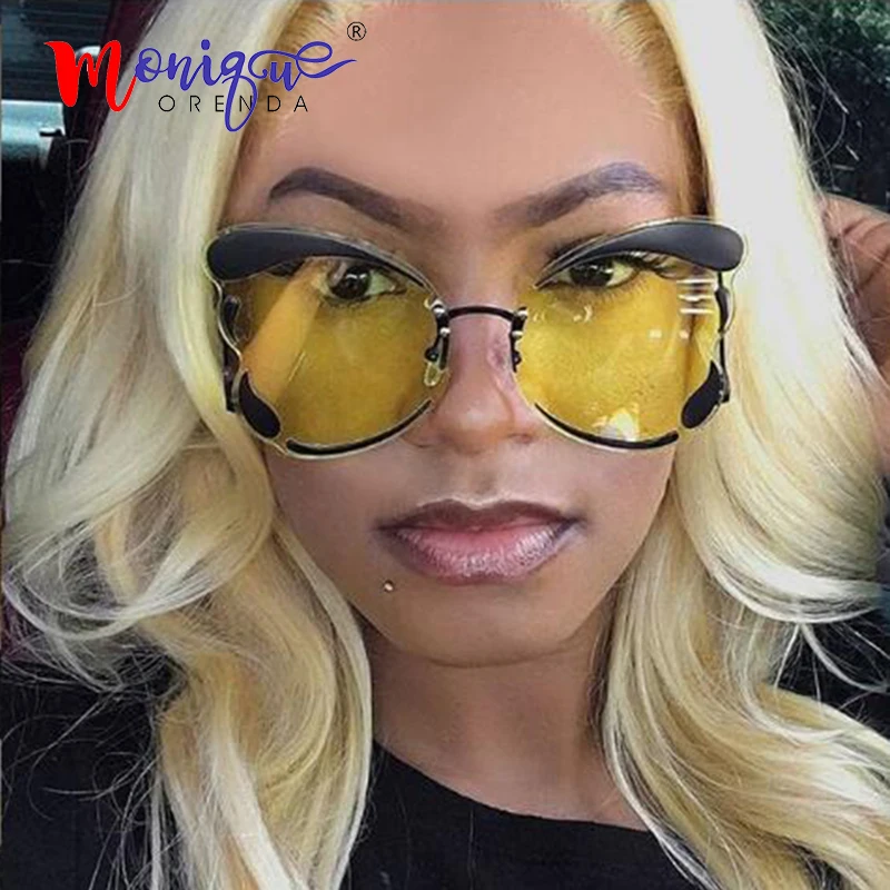 Женские солнцезащитные очки без оправы дизайнерские большие с градиентом и