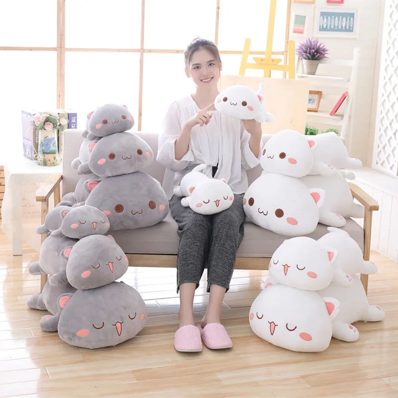 

35-65CM Cute Cat Plush Toy Stuffed Pillow White Gray Children's Toy Children's Birthday Gift Christmas Gift HYZ0019