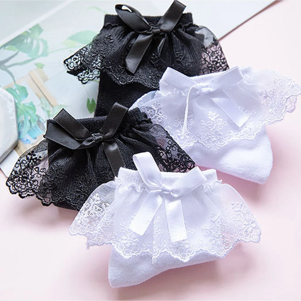 

1 Pair Fashion Lace Ruffle Decor Socks Breathable Cotton Princess Socks Short Socks Summer Soft Comfortable Socks