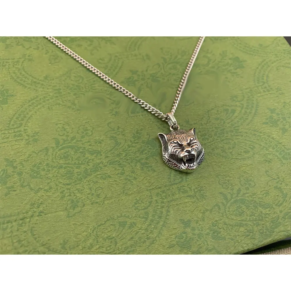 

Brand new original 1:1 luxury jewelry S925 Silver Tiger Head Cross Necklace men's fashion necklace