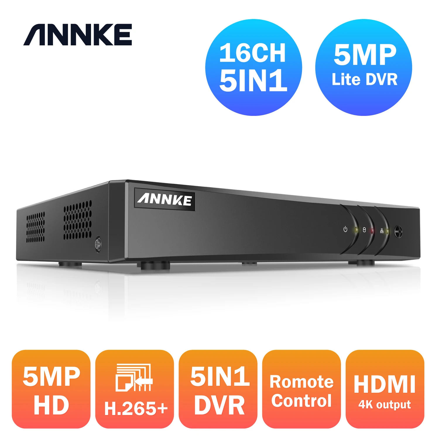 Цена ANNKE 16CH 5MP Lite 5in1 AHD DVR Поддержка CVBS TVI AHD аналоговые IP камеры HD P2P Облако H.264 VGA видео рекордер RS485 аудио