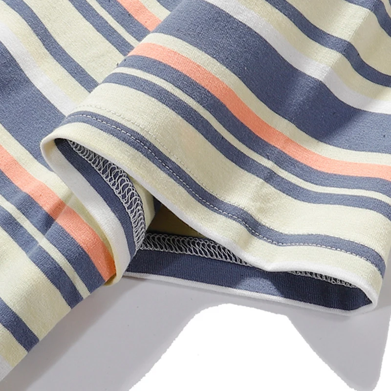 

ELKMU Harajuku Stripe T-shirt Men Hip Hop Streetwear Tshirts Summer Stripe Tops Tees Cotton Casual Short Sleeve Male HE568