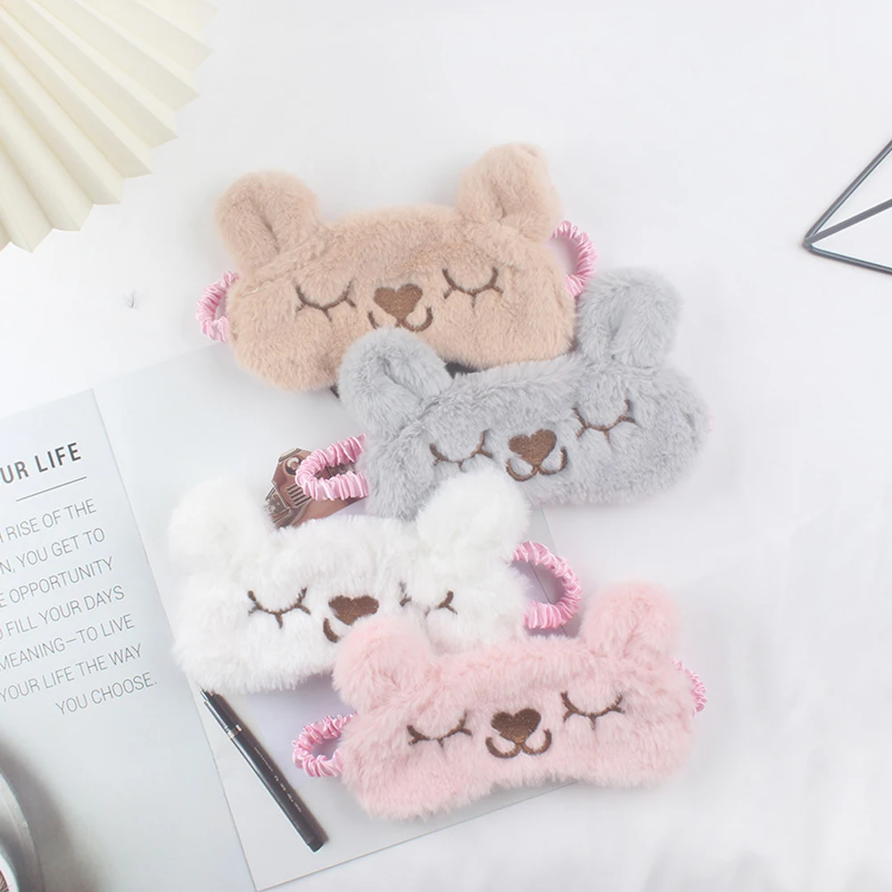 

Plush Multicolor Bunny Eye Patch for Students Children Sleep Eye Patch Travel Nap Soft Night Lightproof Eye Mask to Sleep Better