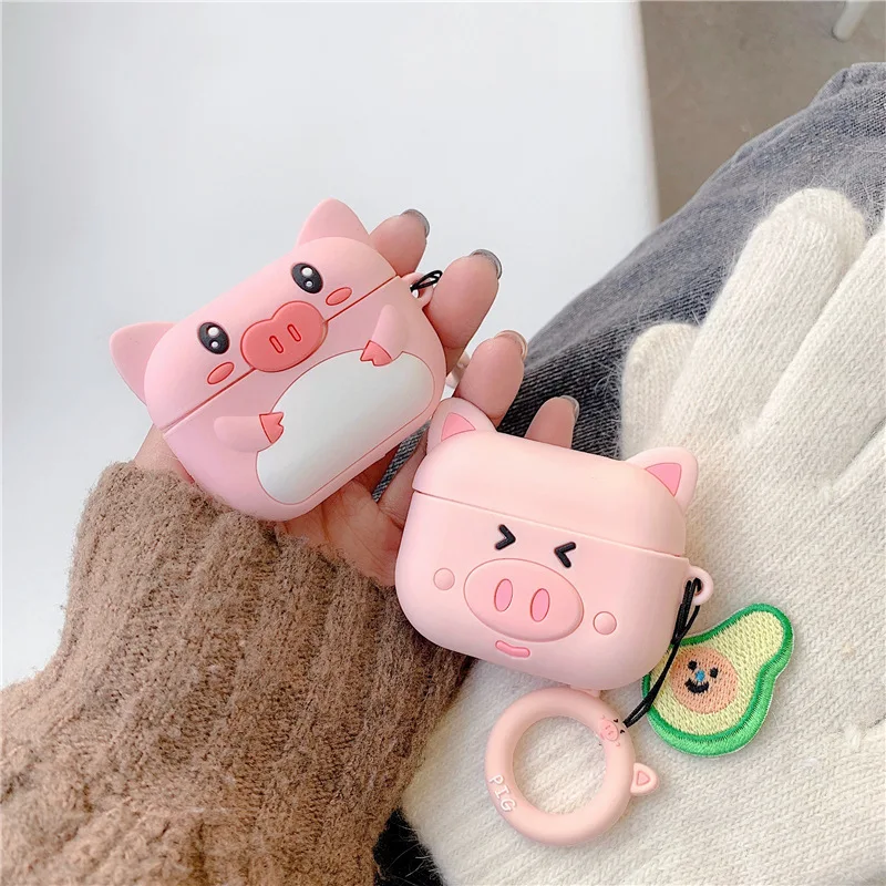 

For AirPods Pro Case Pink Pig Cute Cartoon Wireless Earphone Cases For Apple Airpods Pro Cover Funda Finger Ring