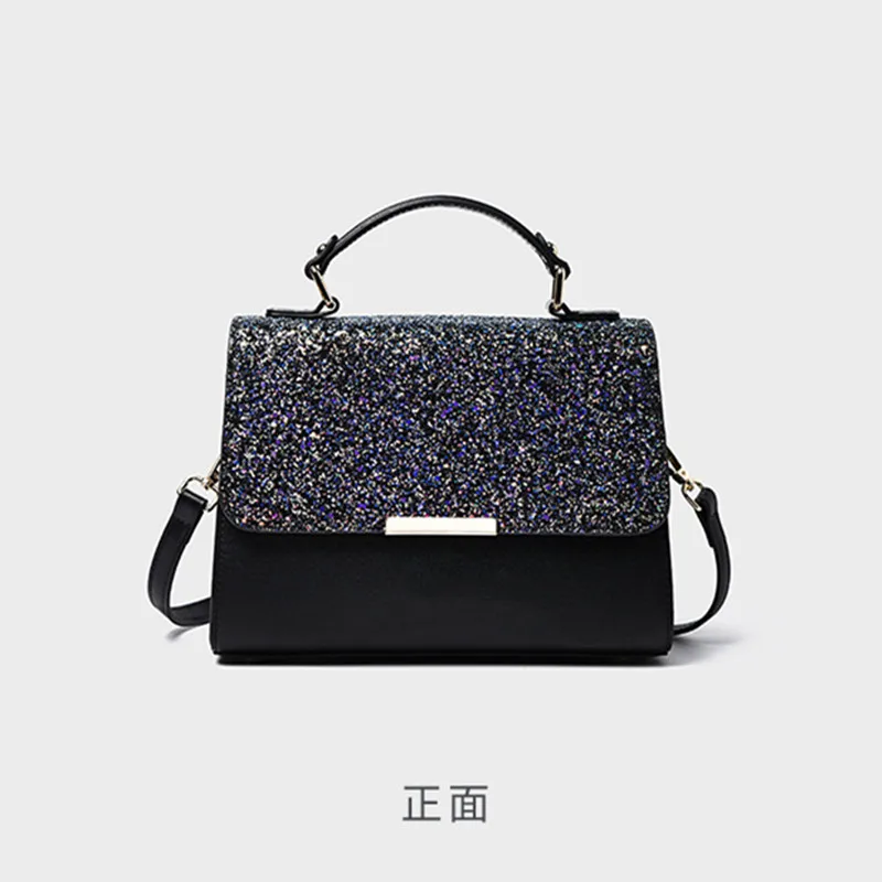 

Luxury Brand 100% Genuine Leather, High-end Sequins, Contrast Color, Ladies Small Square Bag, Retro Shoulder Messenger Bag Bolso