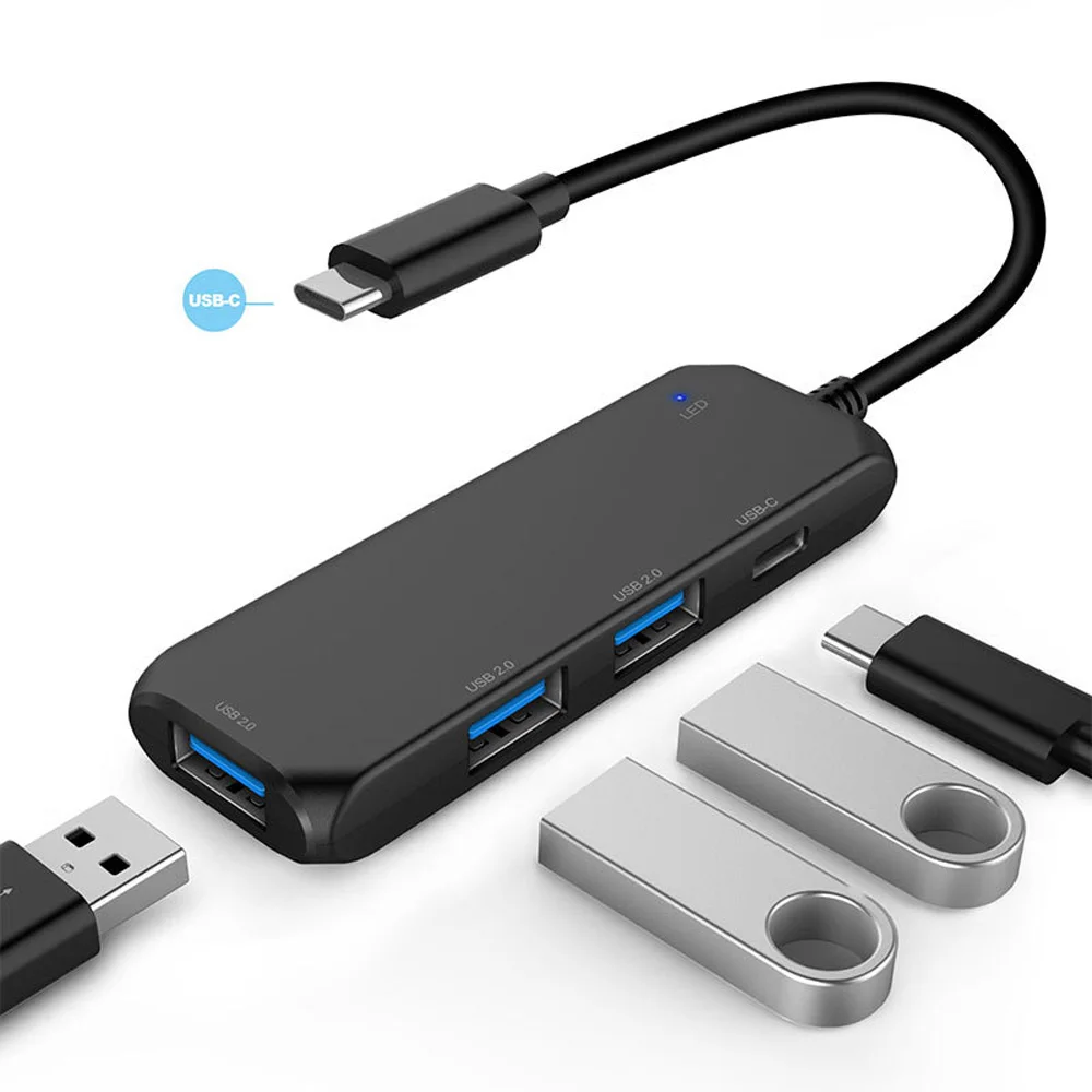 4 в 1 Type C Hub с 3 портами USB порт s PD для зарядки адаптер совместимый Macbook Air мышью и