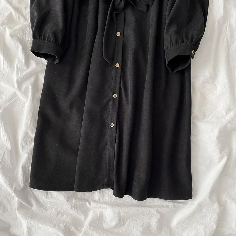 

Long Sleeve Dress Women Autumn Womens Outwear Sashes Oversize 4XL Loose Slim Ulzzang n Trendy Cozy Ins Retro Date Daily