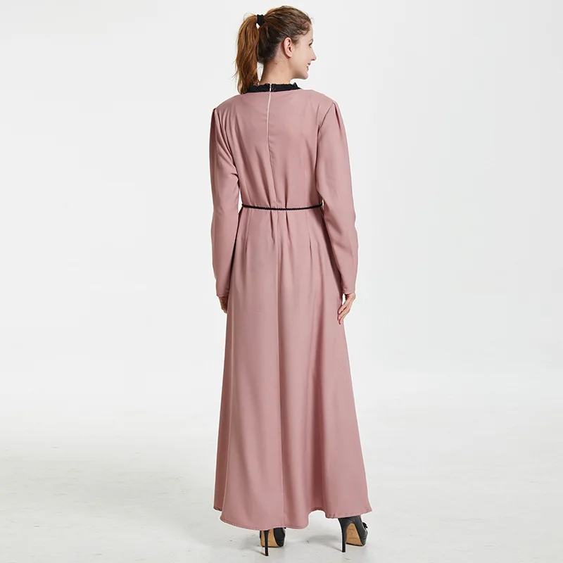 Элегантное мусульманское платье абайя для женщин на шнуровке Макси хиджаб ОАЭ