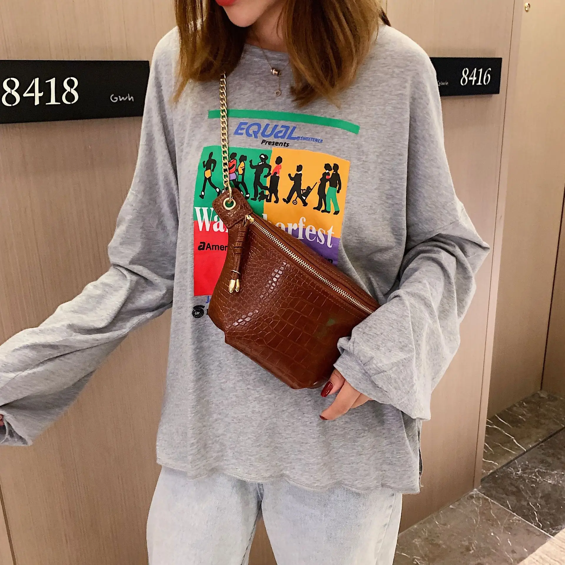 Youda оригинальный дизайн PU материал нагрудная сумка большая вместительность