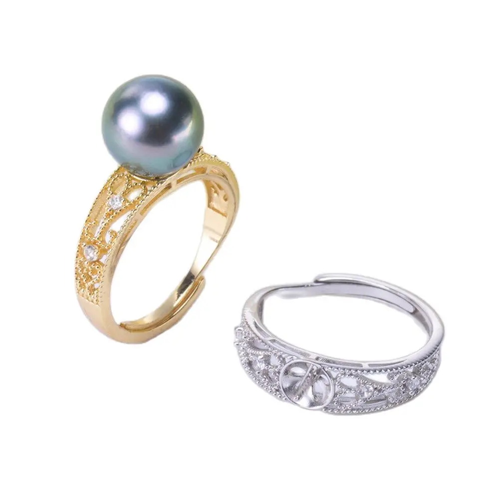 

Beautiful Band Jewelry Promise Ring Hollow Leaves & Pearl Rings Accessories 925 Silver Fashion Jewelry CZ Crystal Accessories