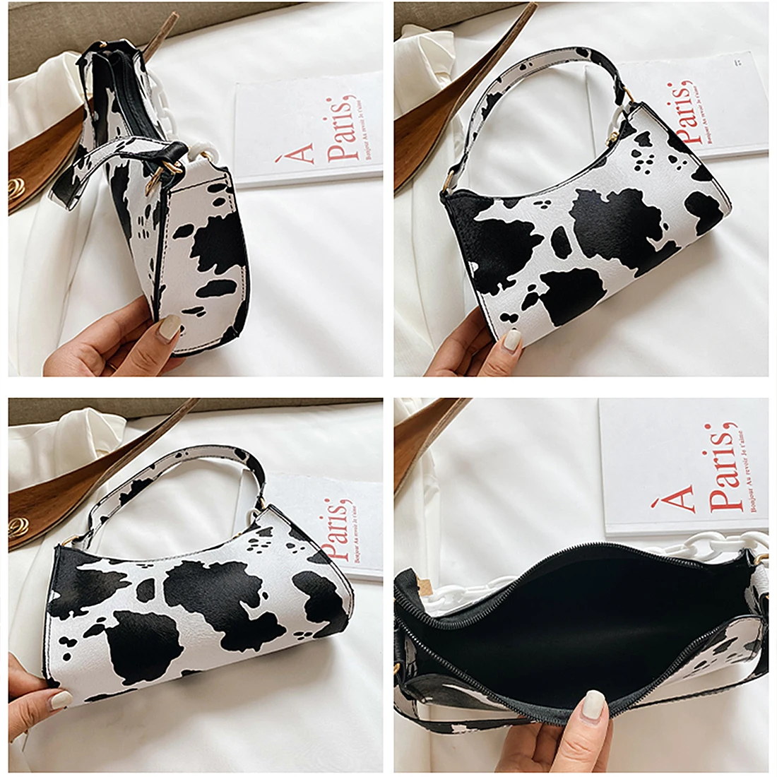 

Cow Milk Print Women Handbag 2020 Female Casual Underarm Shoulder Bags Popular Simple Ladies Daily PU Crossbody Bag Fashion