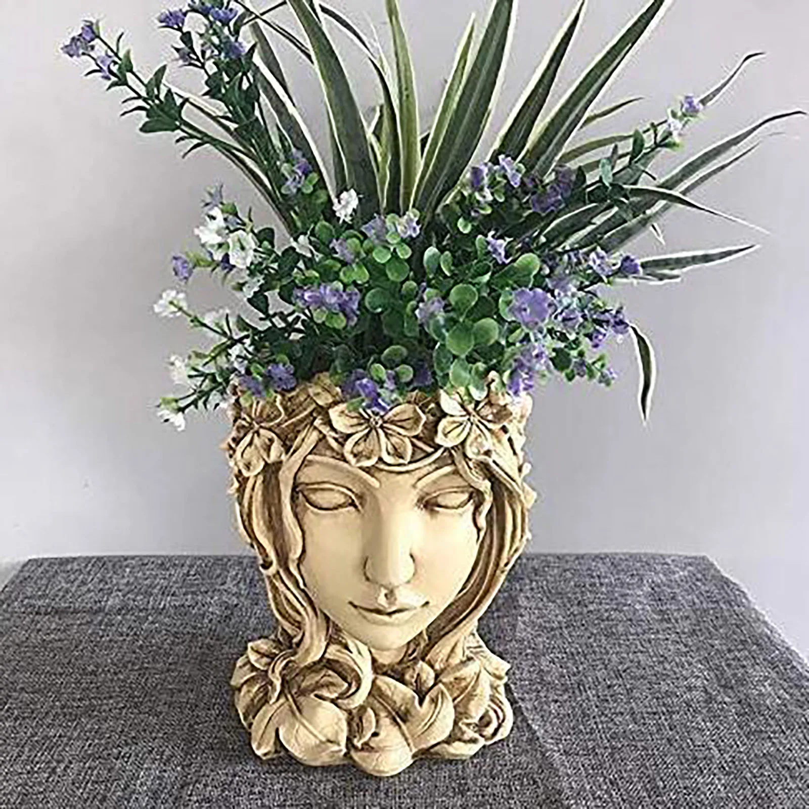 1pcs Greek Flower Head Planter Face Pot Decorative Girl Art Statue Indoor Outdoor Home | Дом и сад