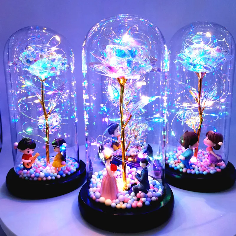 

Eternal Rose LED Light Foil Flower In Glass Cover Valentines Day Gift for Boyfriend Girlfriend Bridesmaid Gift Wedding Favors