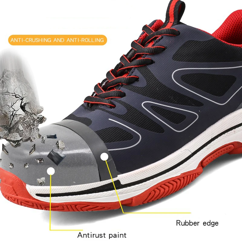 Safety Work Shoes Gifts For Men Anti Smashing Steel toe Puncture Proof Slip Breathable Light Sport Style Resistant Sneakers | Обувь