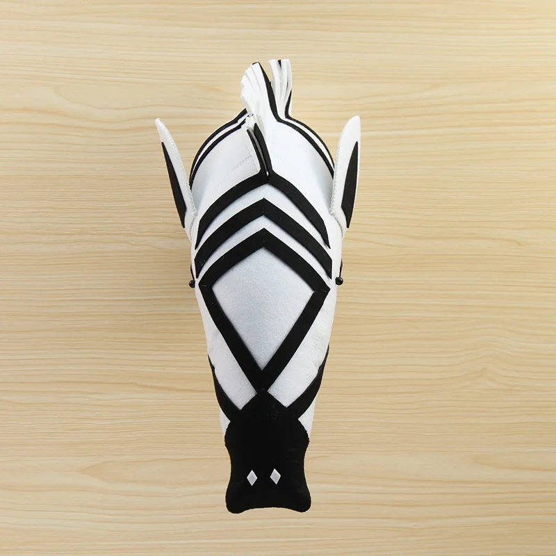 Zebra 3D Felt Animal Head Figurines Statues Ornaments For Children Room Wall Birthday Party Christmas Hanging Decor Gift