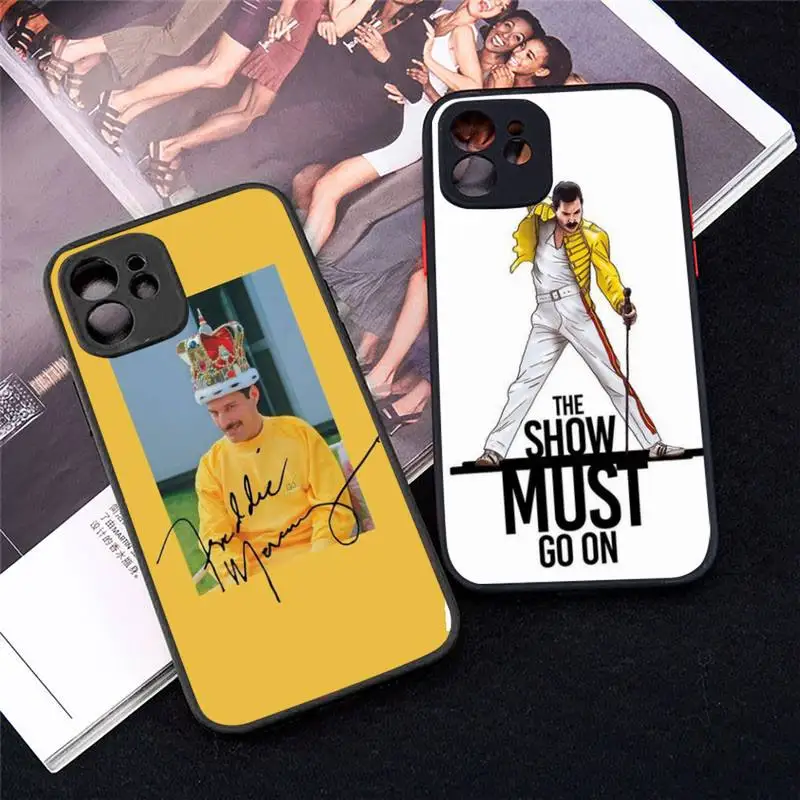 

Freddie Mercury Queen Band Phone Case Matte Transparent for iPhone 7 8 11 12 s mini pro X XS XR MAX Plus cover funda