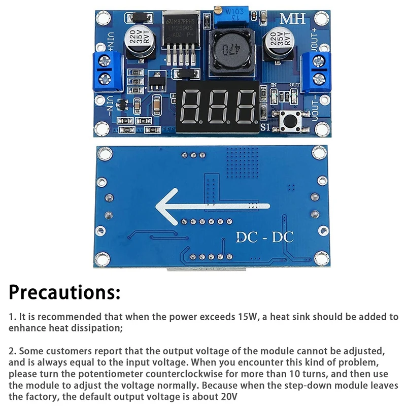 Регулируемый Модуль питания LM2596S DC-DC Down преобразователь с уменьшенным