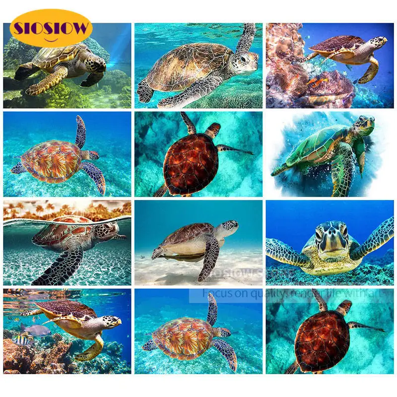

Full Drill Square 5D Diamond Painting Seascape Sea Turtle Diamond Embroidery Icons Cross Stitch Rhinestone Mosaic Paintings Gift