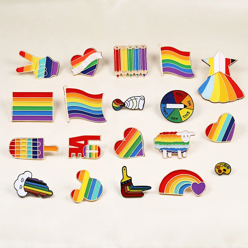 2 ~ 3 шт./компл. Радужная эмалированная булавка ЛГБТ дизайн сердце облака флаг