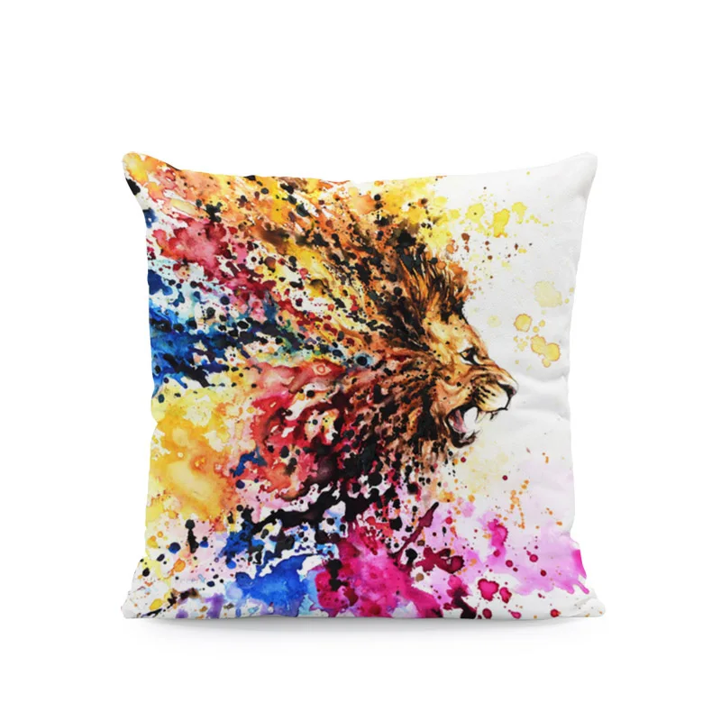 Наволочка с милой мечтой Лев лошадь панда слон животное акварельная Подушка