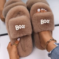 slippers for women fluffy faux fur slides 2021 fur flats stainless steel sandals slippers custom house flip flops special shoes