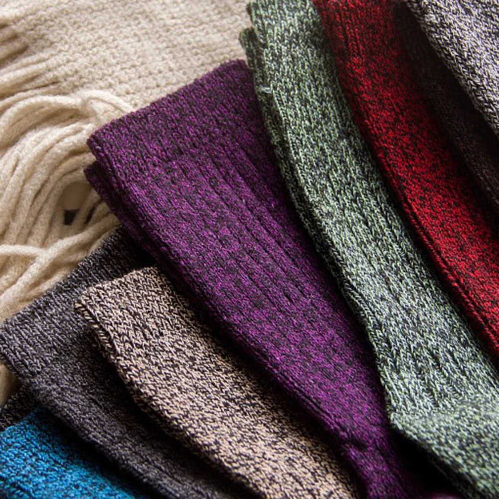 

Harajuku Breathable Socks Autumn Winter Warm Unisex Solid Color Elastic Combed Middle Tube Winter Hosiery Crew Socks Sokken