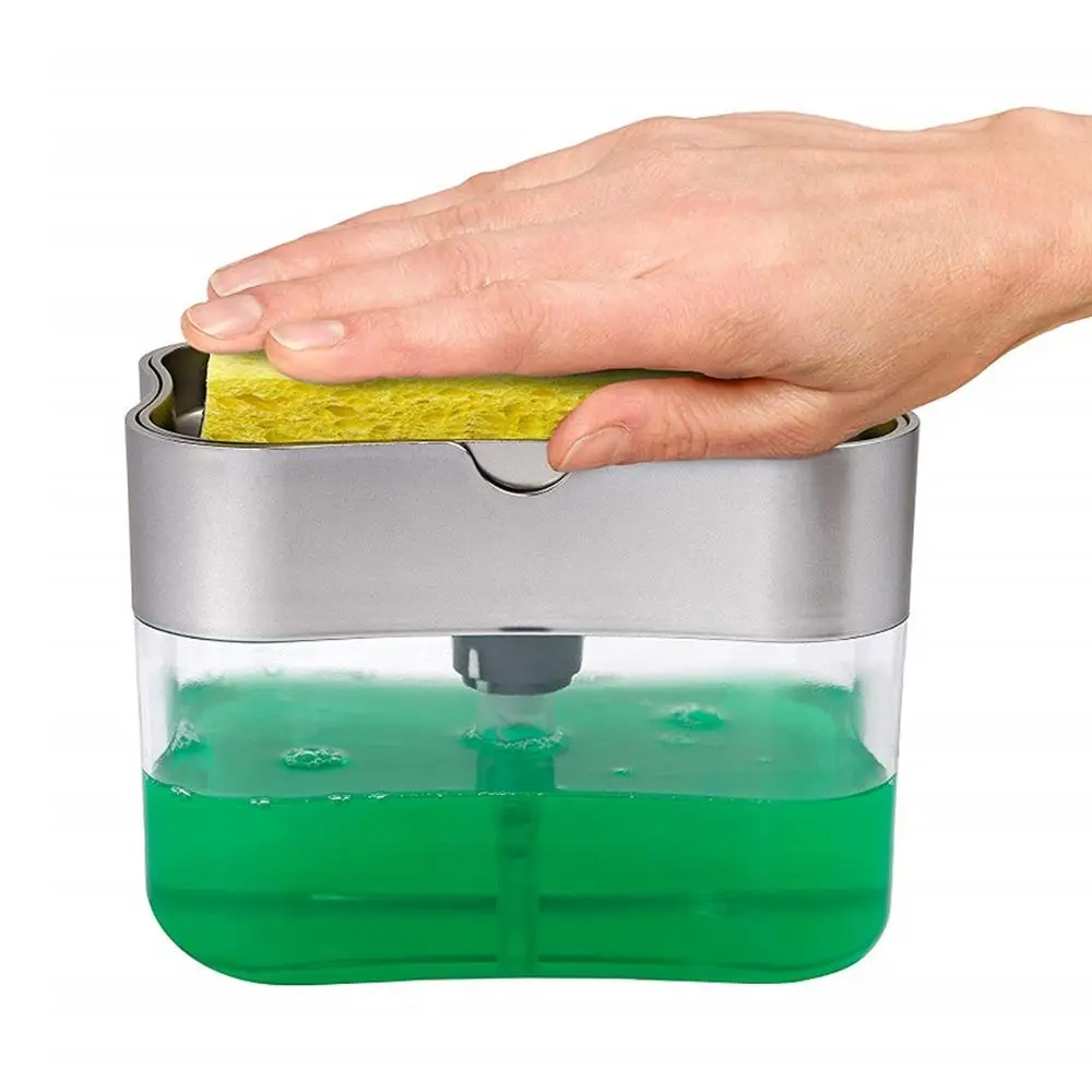 Диспенсер для мыла хранилище насос губка Caddy Творческий Кухня 2-в-1 Ручной Пресс