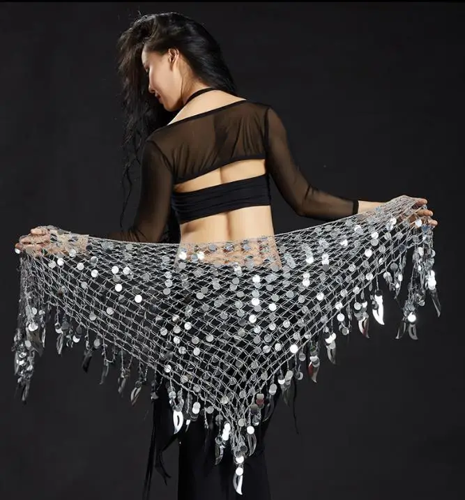 Блесток кисточкой танцы хип шарф Bellydance поясной ремень для женщин взрослых