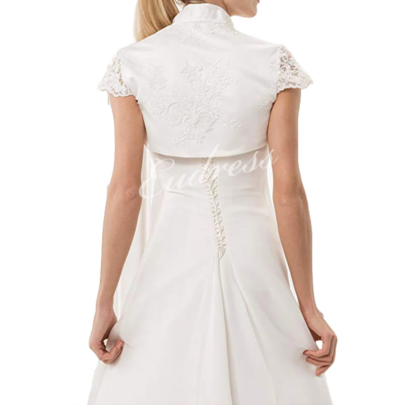 Атласное Болеро для невесты болеро короткий жакет с кружевными рукавами