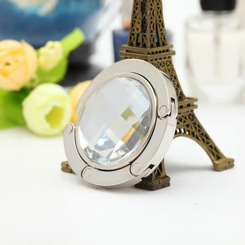 

1pcs Portable Fashion Folding Crystal Alloy Purse Handbag Bag Hanger Hook Holder Table Hook Unique Bag Parts Accessories Z0229