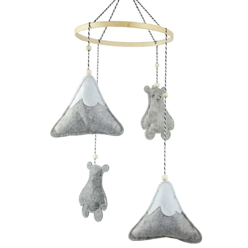 

C5AF Baby Bear Felt Pendants Crib Mobile Rattles Bed Bell Wind Chimes Toys Kids Children Room Hanging Decorations