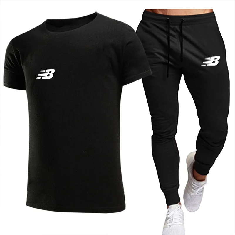 

2021 Summer T-shirts Men's tracksuit,Cotton Breathable Fashion Jogging Men's clothing t-shirts+Men's pantsuit