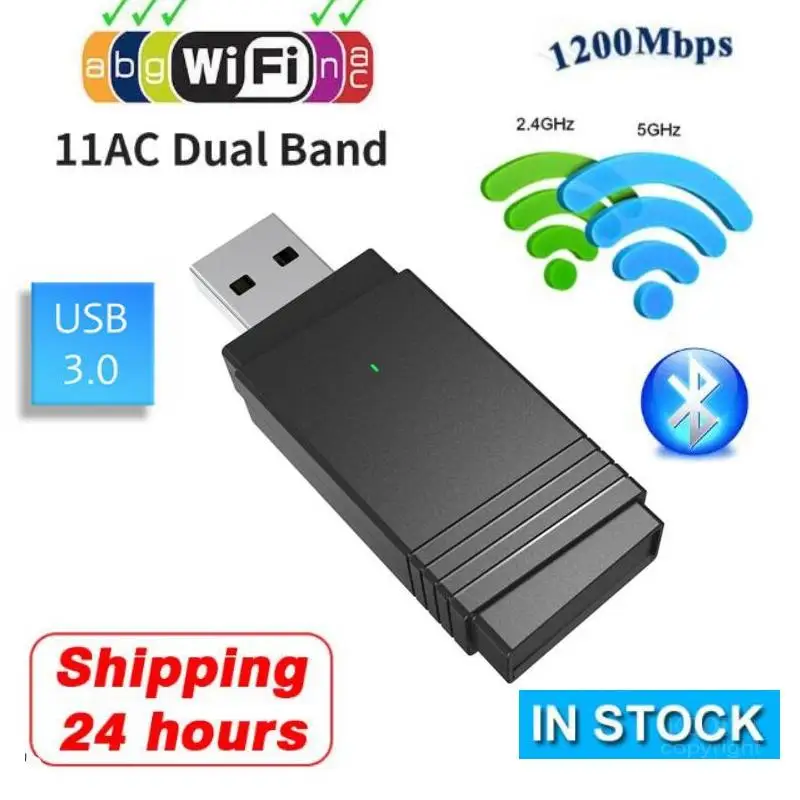 Двухдиапазонный беспроводной USB 3,0 wifi адаптер для ПК сетевая карта 5G/2,4G USB wifi+ Bluetooth 5,0 1200 Мбит/с для Windows 10