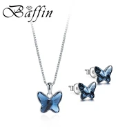 original crystals from swarovski elements butterfly jewelry sets pendant necklace stud earrings cute accessories for women