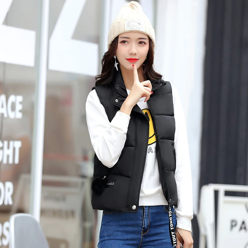 Новинка 2017 Женский пуховой жилет с меховым помпоном хлопковая куртка женский