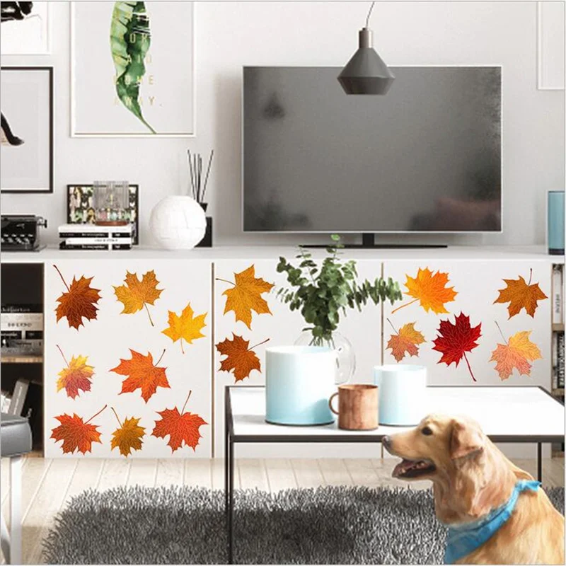 

Thanksgiving Autumn Maple Leaves DIY Wall Decorative Sticker Festival Creative Wall Art PVC Sticker Window Door Fridge Sticker
