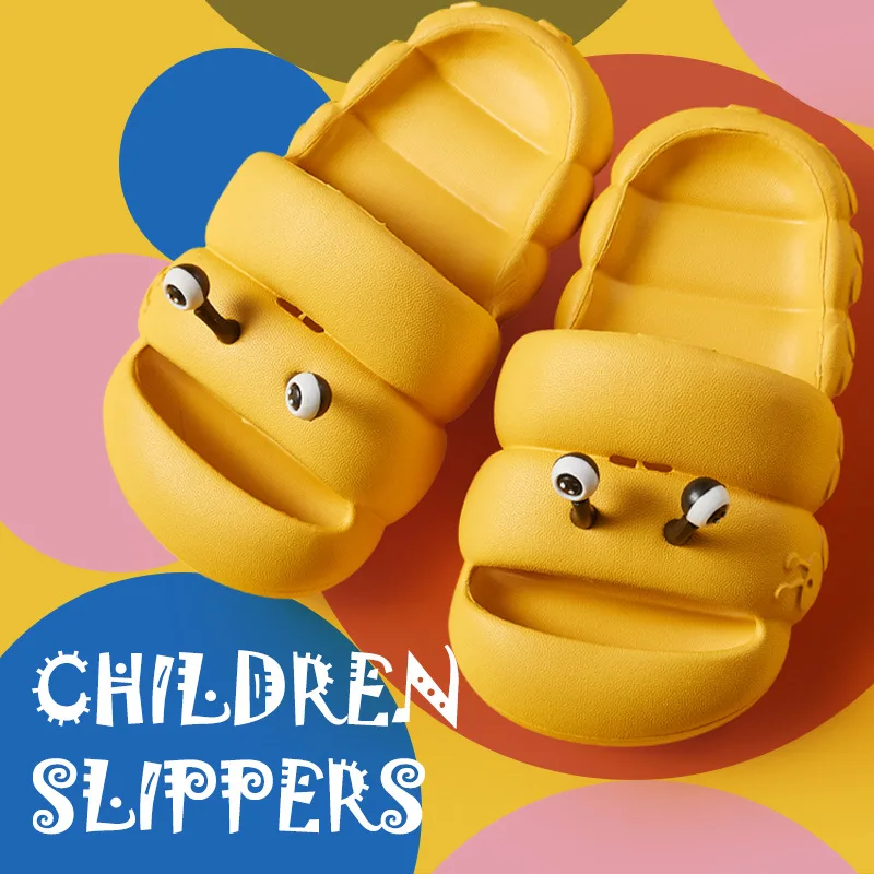 

Children's Slippers Boys Summer Cartoon Caterpillar Home Indoor Shoes EVA Soft Bottom Male Baby Toddlers Sandals Bath Slides